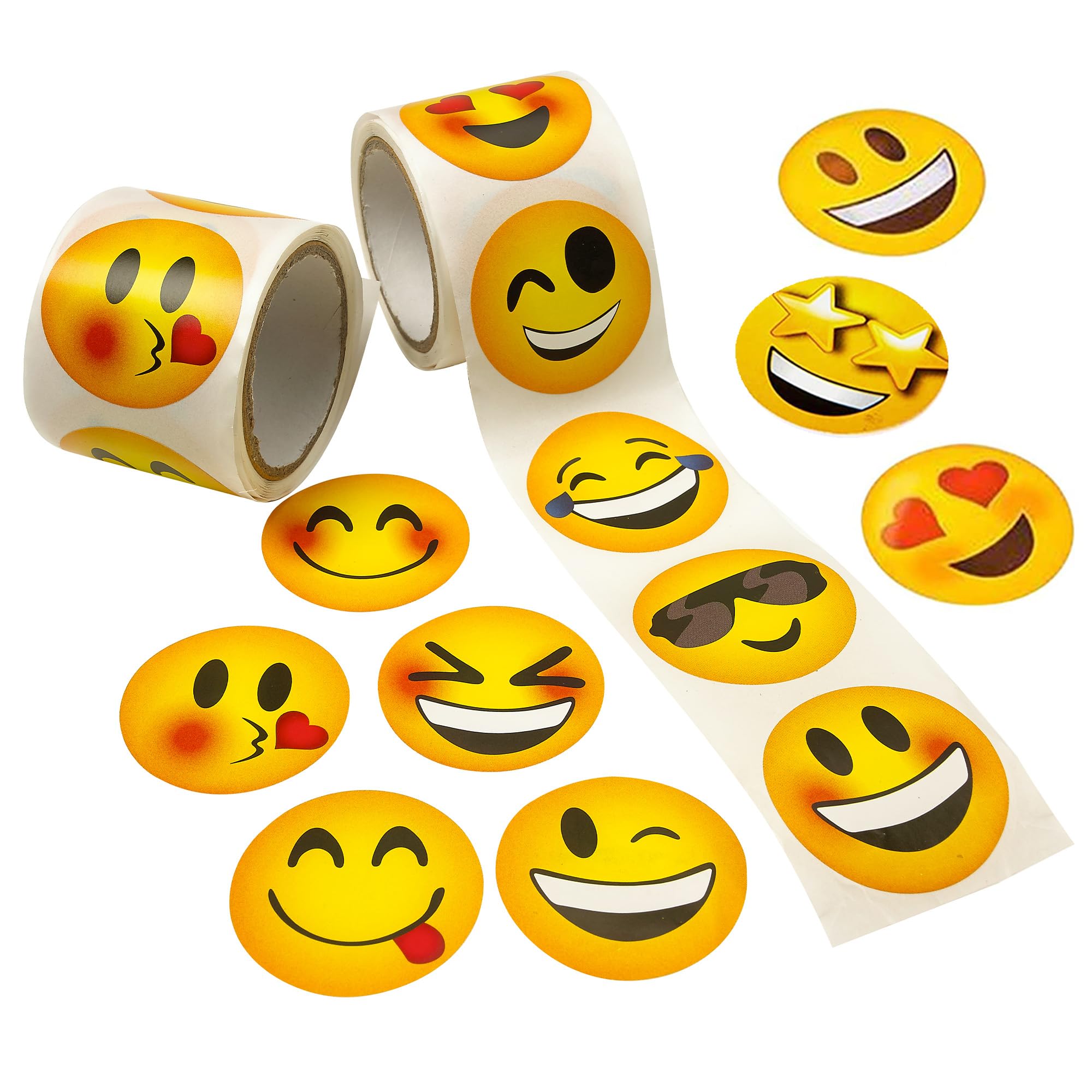 Playbees 200-Pack Emoticon Stickers - 1.5-Inch Round Smiley Decals for Notebooks, Laptops, and Arts & Crafts