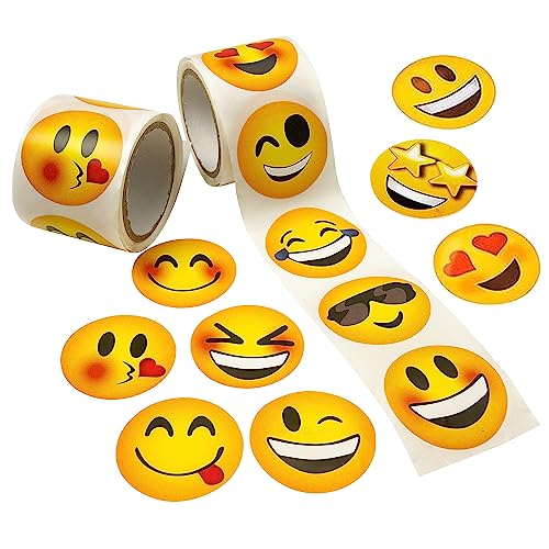 Playbees 200-Pack Emoticon Stickers - 1.5-Inch Round Smiley Decals for Notebooks, Laptops, and Arts & Crafts