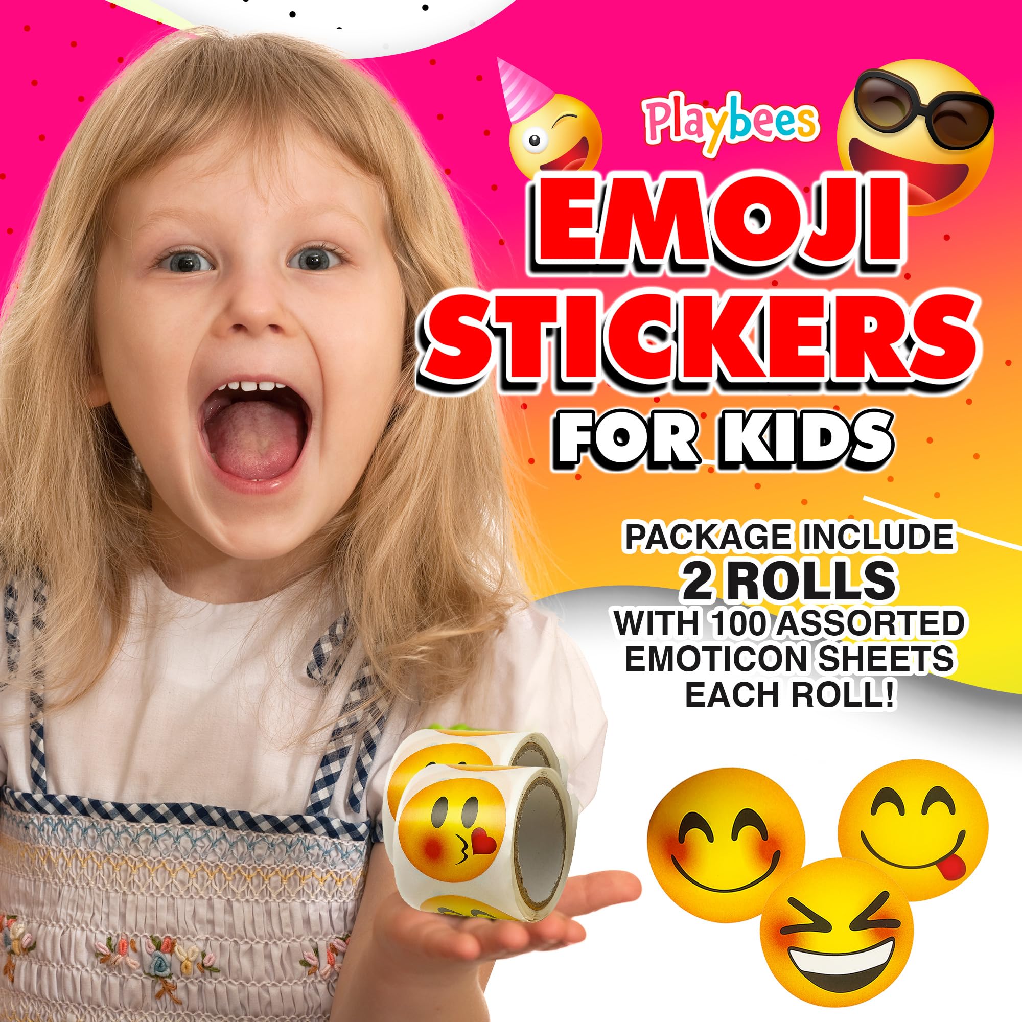 Playbees 200-Pack Emoticon Stickers - 1.5-Inch Round Smiley Decals for Notebooks, Laptops, and Arts & Crafts
