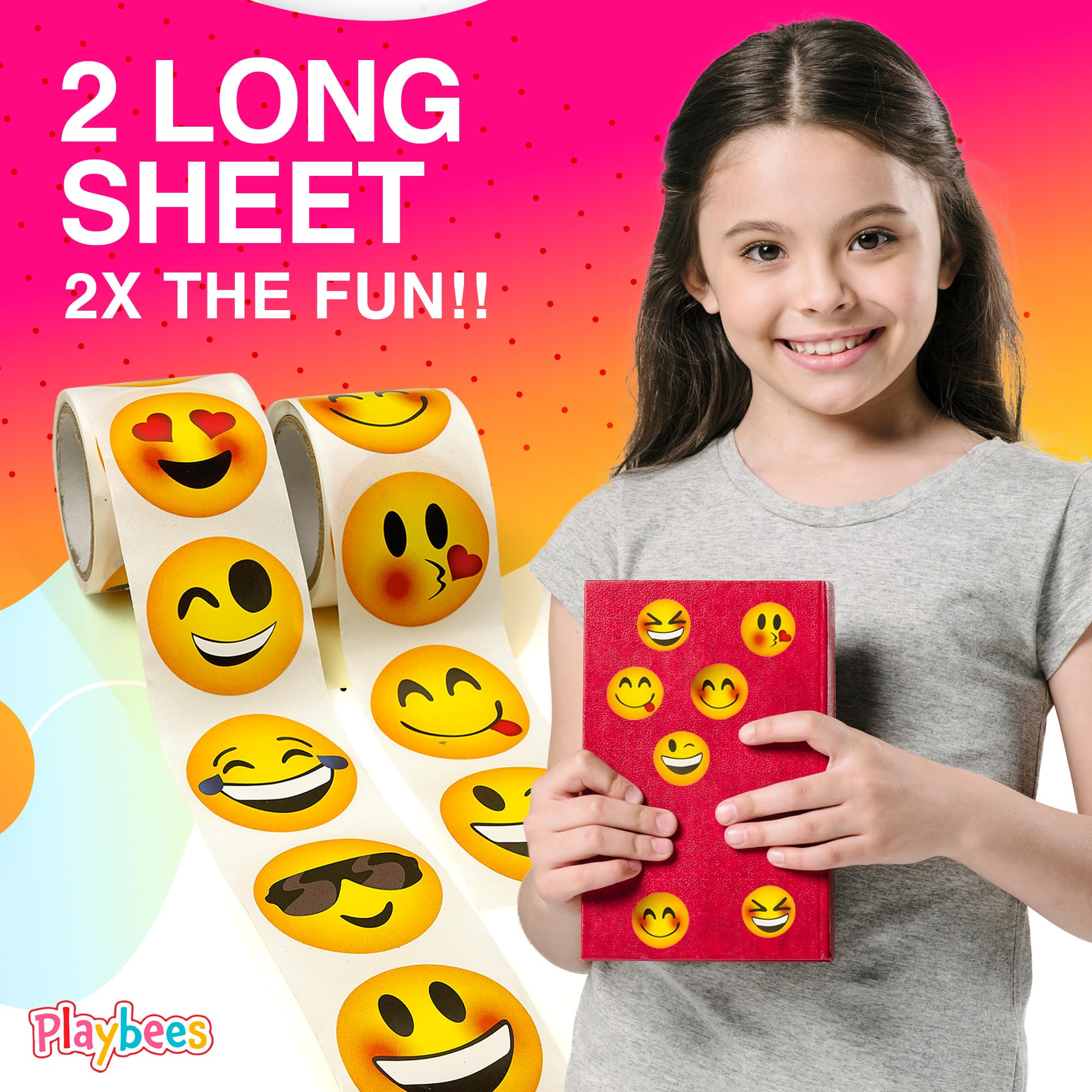 Playbees 200-Pack Emoticon Stickers - 1.5-Inch Round Smiley Decals for Notebooks, Laptops, and Arts & Crafts