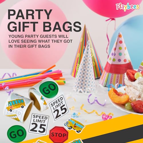Playbees 200-Pack School Bus Stickers – Educational Decor, Classroom Prizes & DIY Crafts