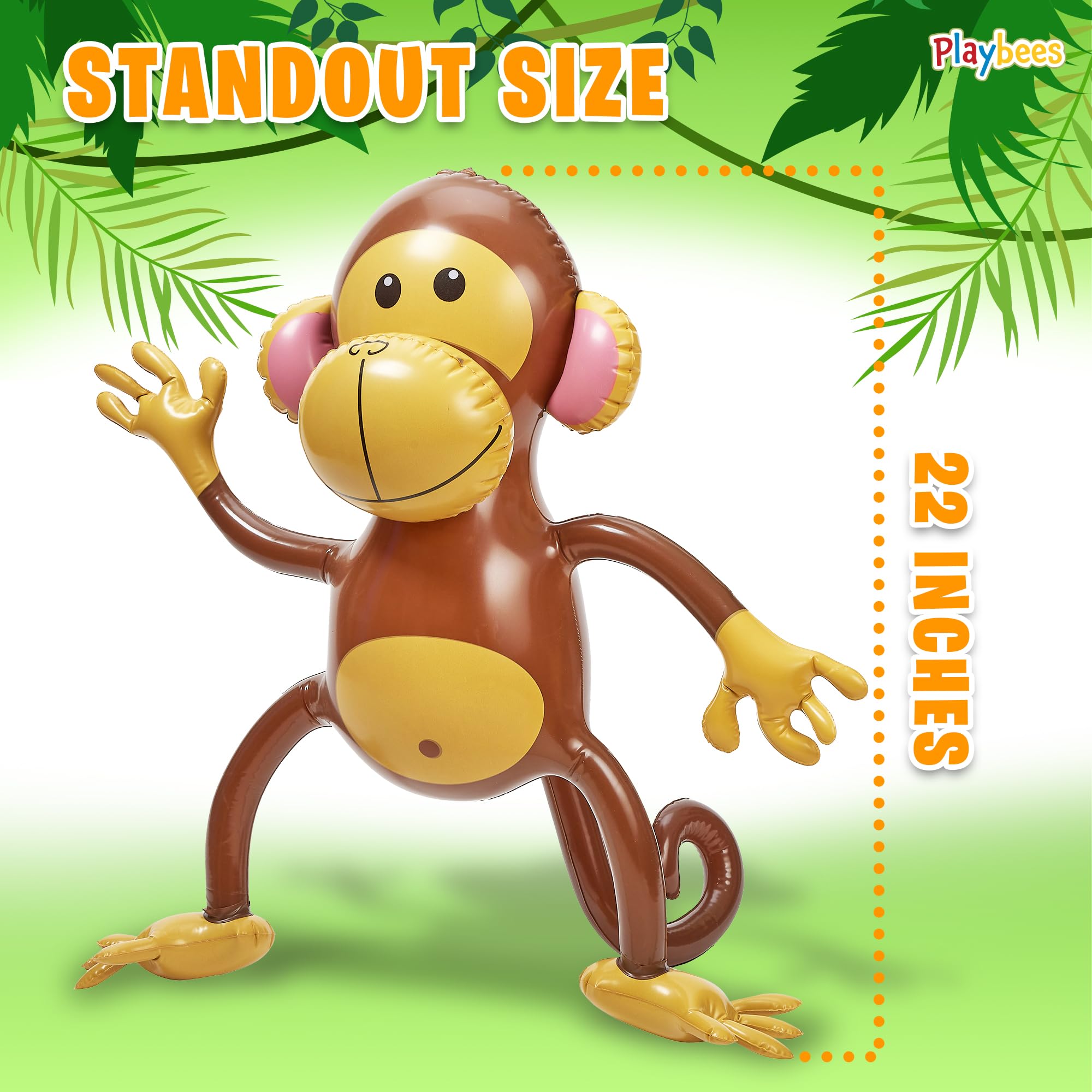 Playbees 27-Inch Inflatable Monkey 3-Pack – Jungle Safari Party Decorations