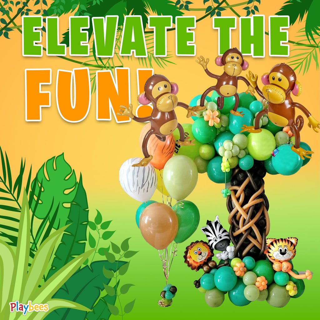 Playbees 27-Inch Inflatable Monkey 3-Pack – Jungle Safari Party Decorations