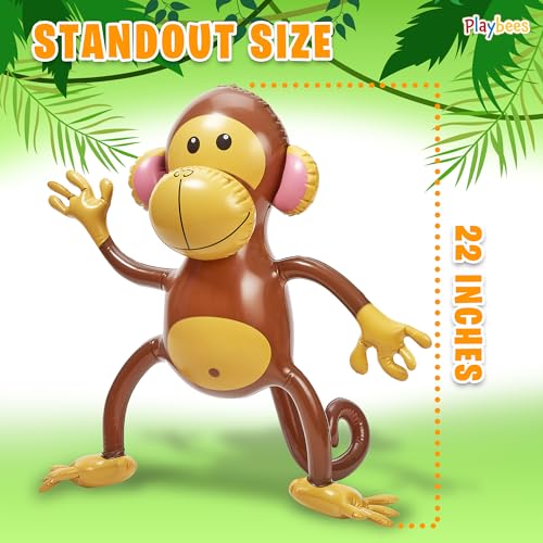 Playbees 27-Inch Inflatable Monkey 3-Pack – Jungle Safari Party Decorations