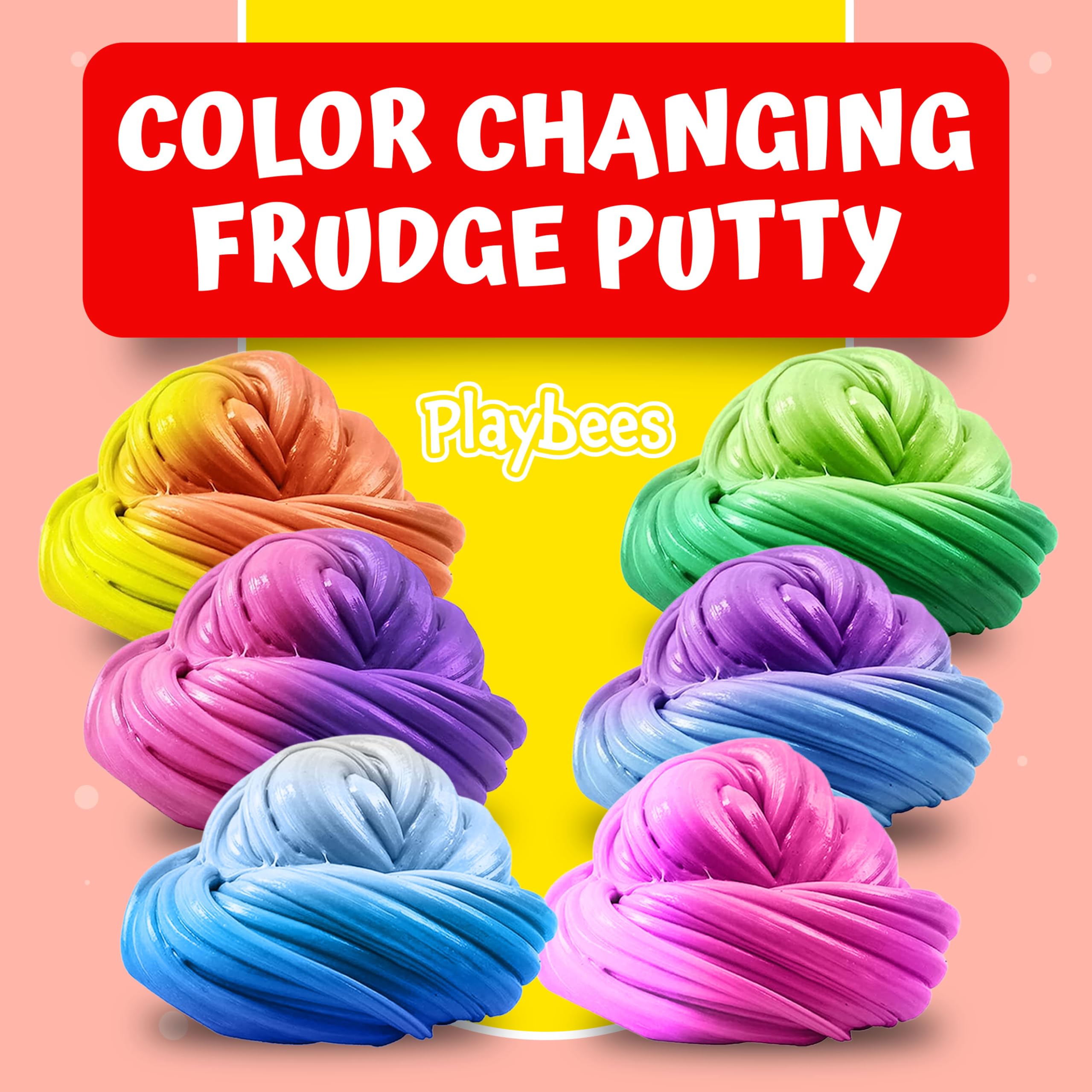 Playbees Color Changing Therapy Putty 6 Pack – Heat-Sensitive Fidget Slime, 0.5 oz Each