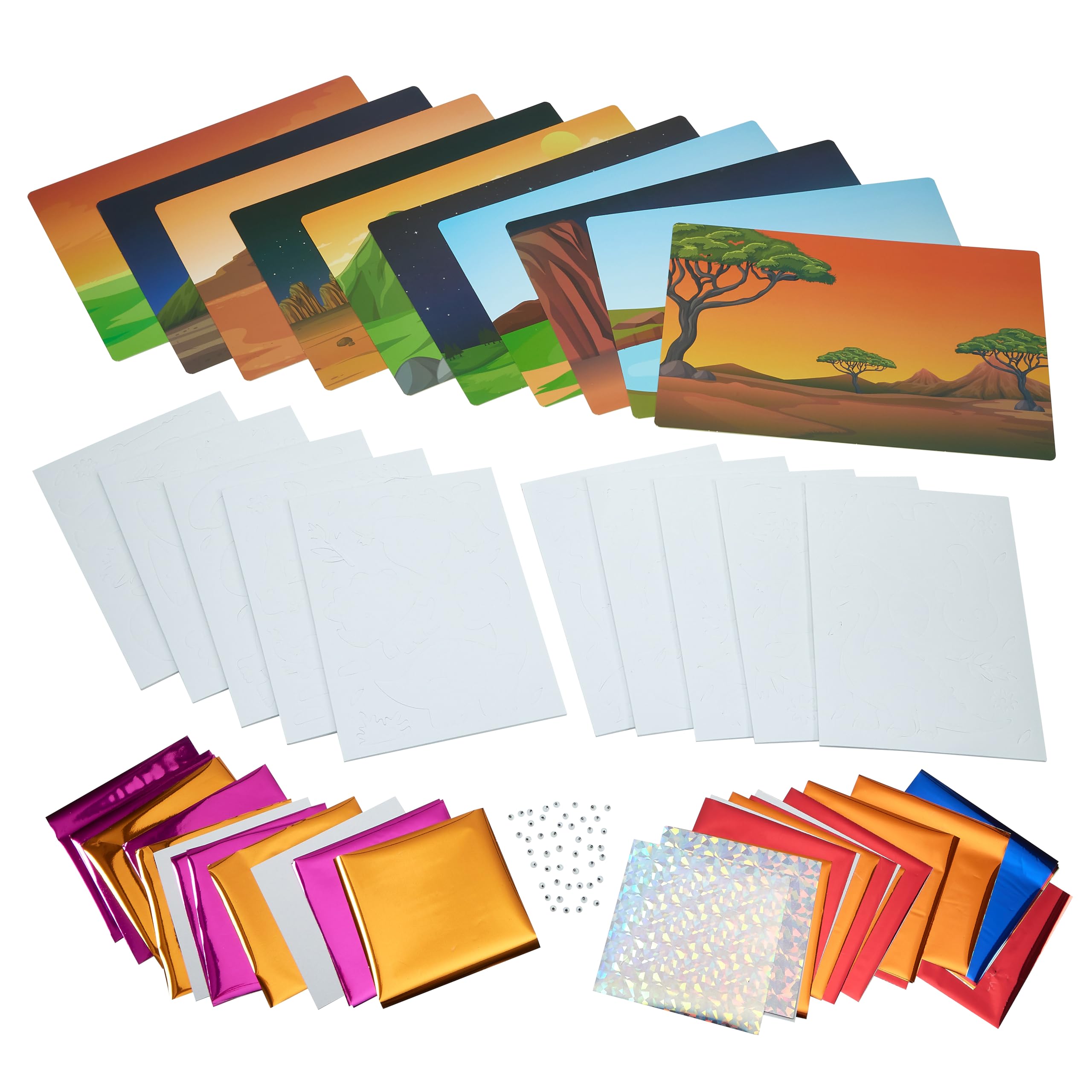 Playbees Dinosaur Foil Art Kit – Mess-Free Arts and Crafts for Kids Ages 3-9 with 100+ Stickers and Foil Sheets