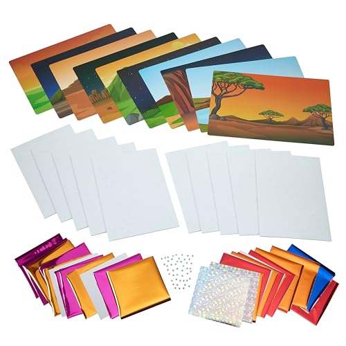 Playbees Dinosaur Foil Art Kit – Mess-Free Arts and Crafts for Kids Ages 3-9 with 100+ Stickers and Foil Sheets