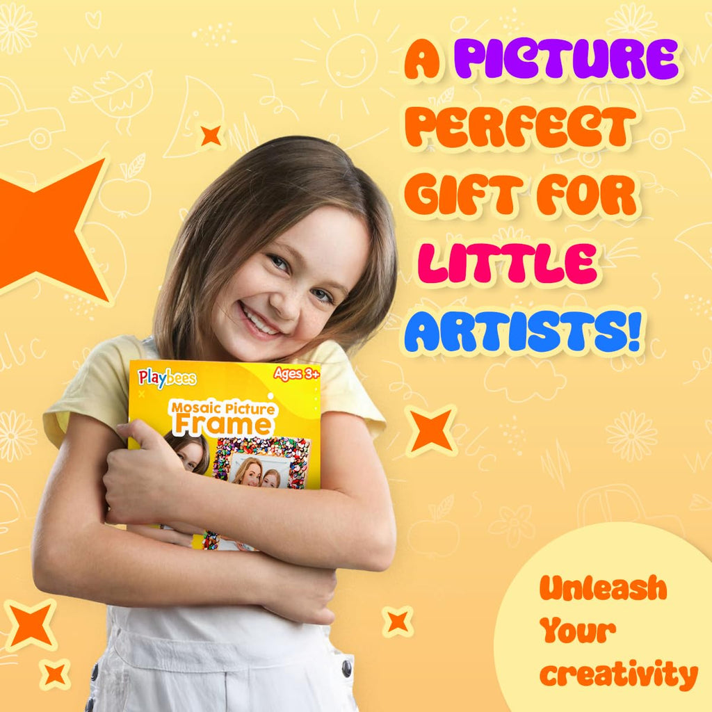 Playbees Kids Picture Frame Mosaic Craft Kit – DIY Arts & Crafts for Ages 3-14
