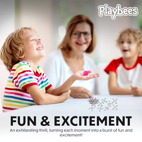 Playbees Metal Jacks Game Set – 12 Sets of Classic Jacks with Bouncy Ball for Retro Screen-Free Fun