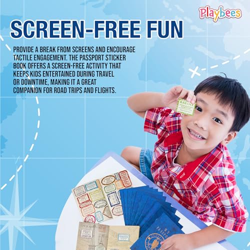 Playbees Passport Sticker Book – 12-Pack Travel-Themed Sticker Set for Kids
