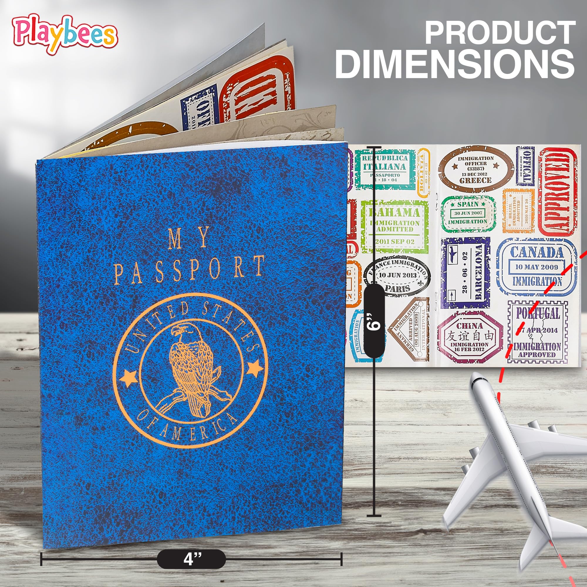 Playbees Passport Sticker Book – 12-Pack Travel-Themed Sticker Set for Kids