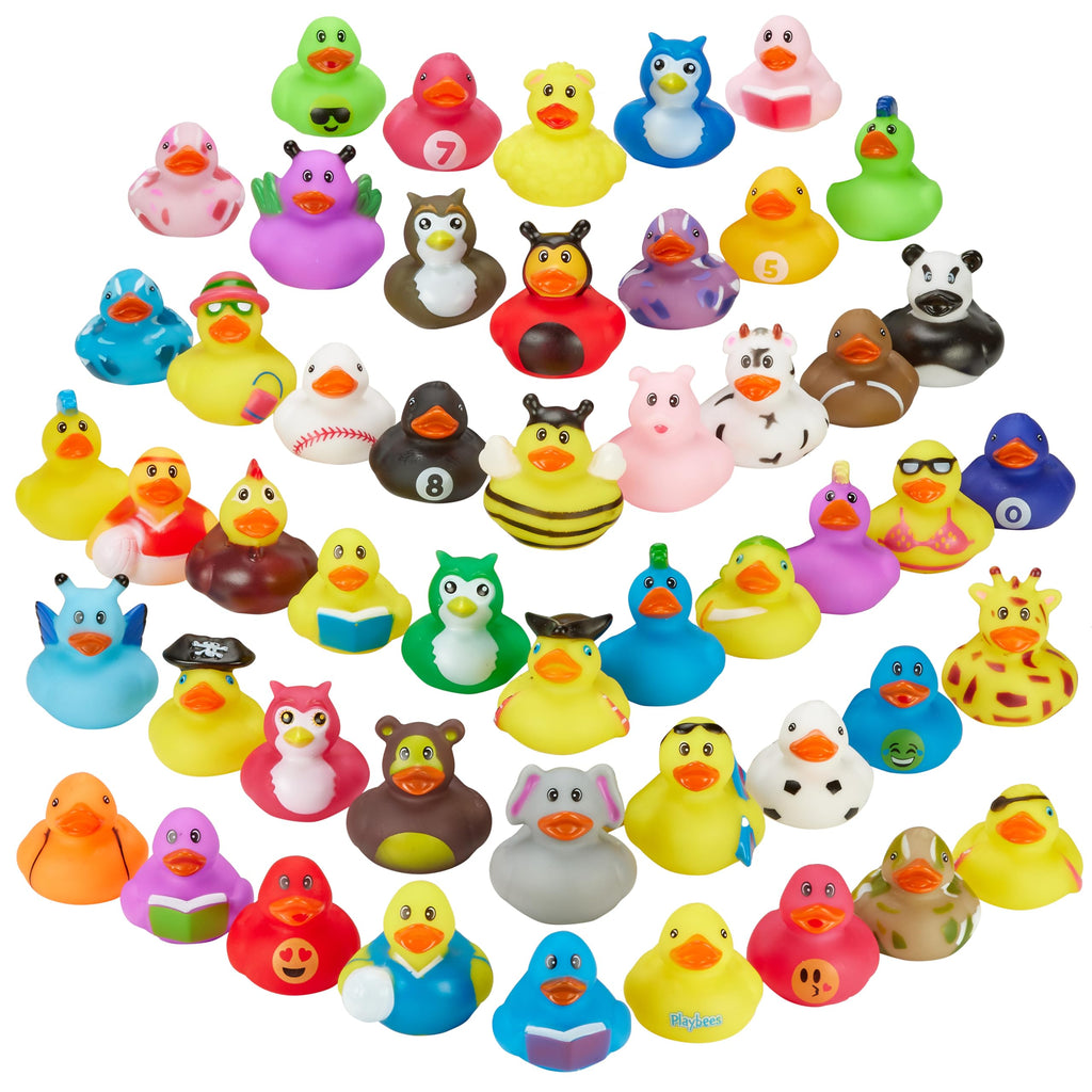 Playbees Rubber Ducks Bulk 12 Pack – Assorted 2-Inch Vinyl Duckies for Bath, Pool, Party Favors & Classroom Incentives