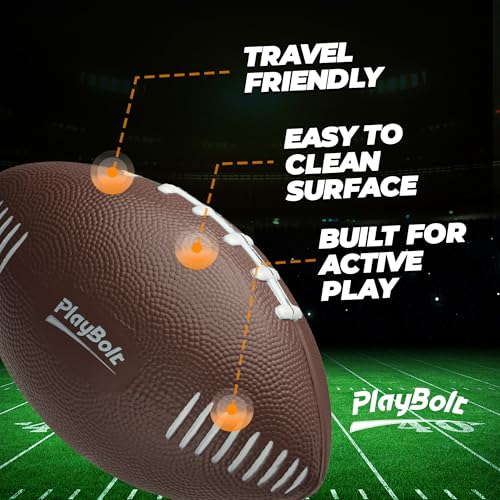 PlayBolt 7.25" Foam Football for Kids - Soft, Easy Grip Youth Sports Toy for Toddlers Ages 3+ (Brown)