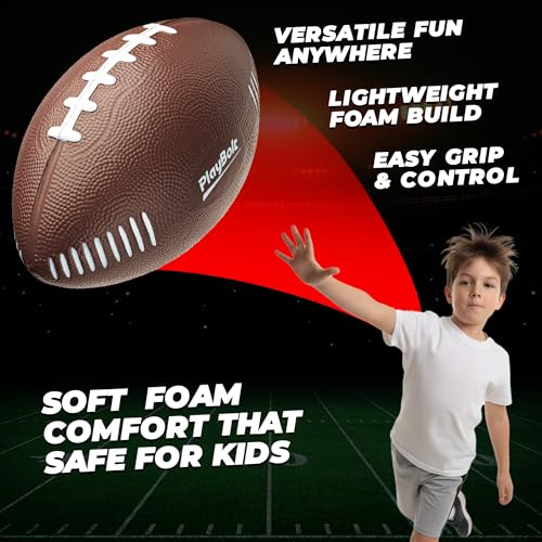 PlayBolt 7.25" Foam Football for Kids - Soft, Easy Grip Youth Sports Toy for Toddlers Ages 3+ (Brown)