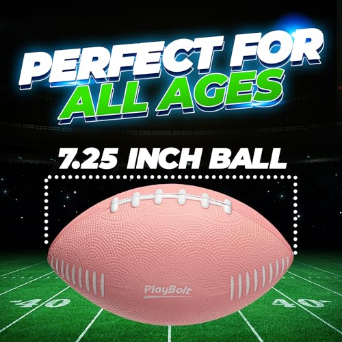 PlayBolt 7.25-Inch Pink Foam Football for Toddlers & Kids – Soft, Easy-Grip Mini Football for Indoor/Outdoor Play
