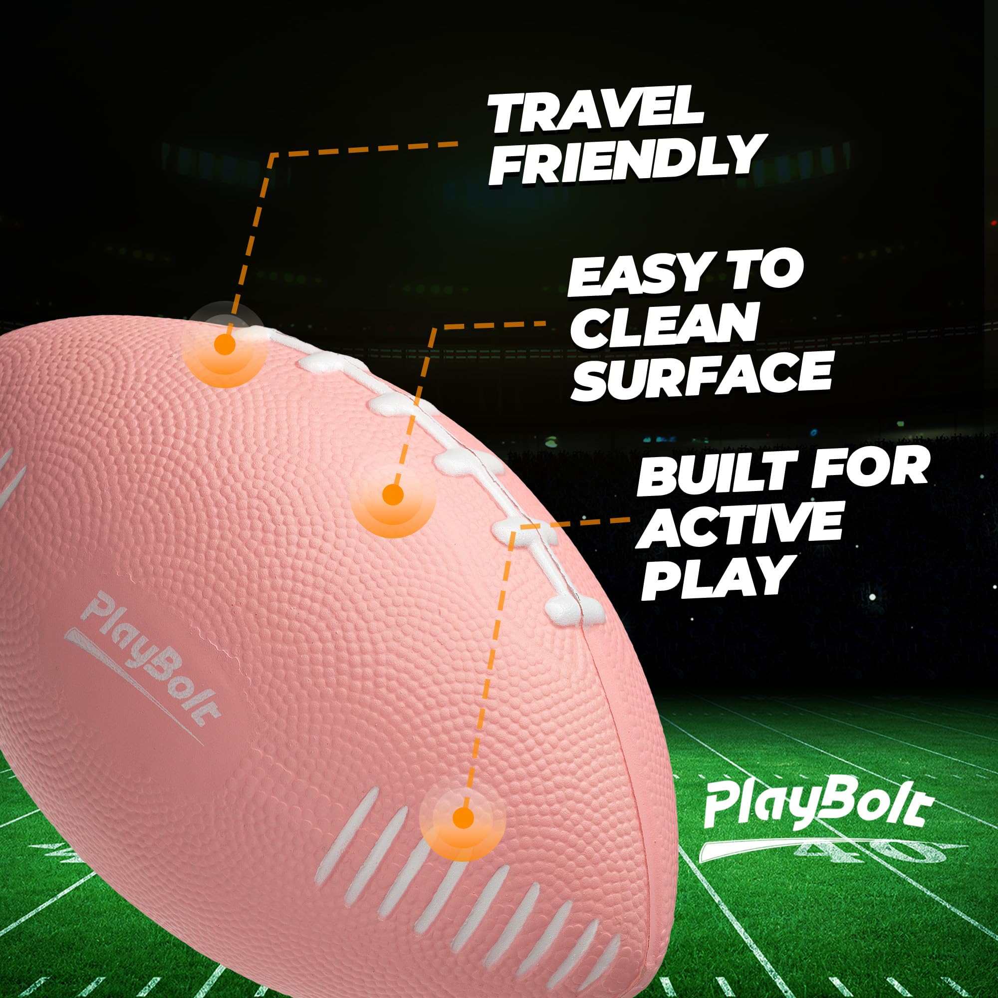 PlayBolt 7.25-Inch Pink Foam Football for Toddlers & Kids – Soft, Easy-Grip Mini Football for Indoor/Outdoor Play