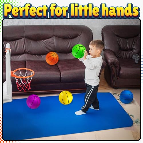PlayBolt Mini Basketball Set for Kids - 6 Inch (5 Pack) with Hand Pump - Indoor Outdoor Toddler Hoop Balls
