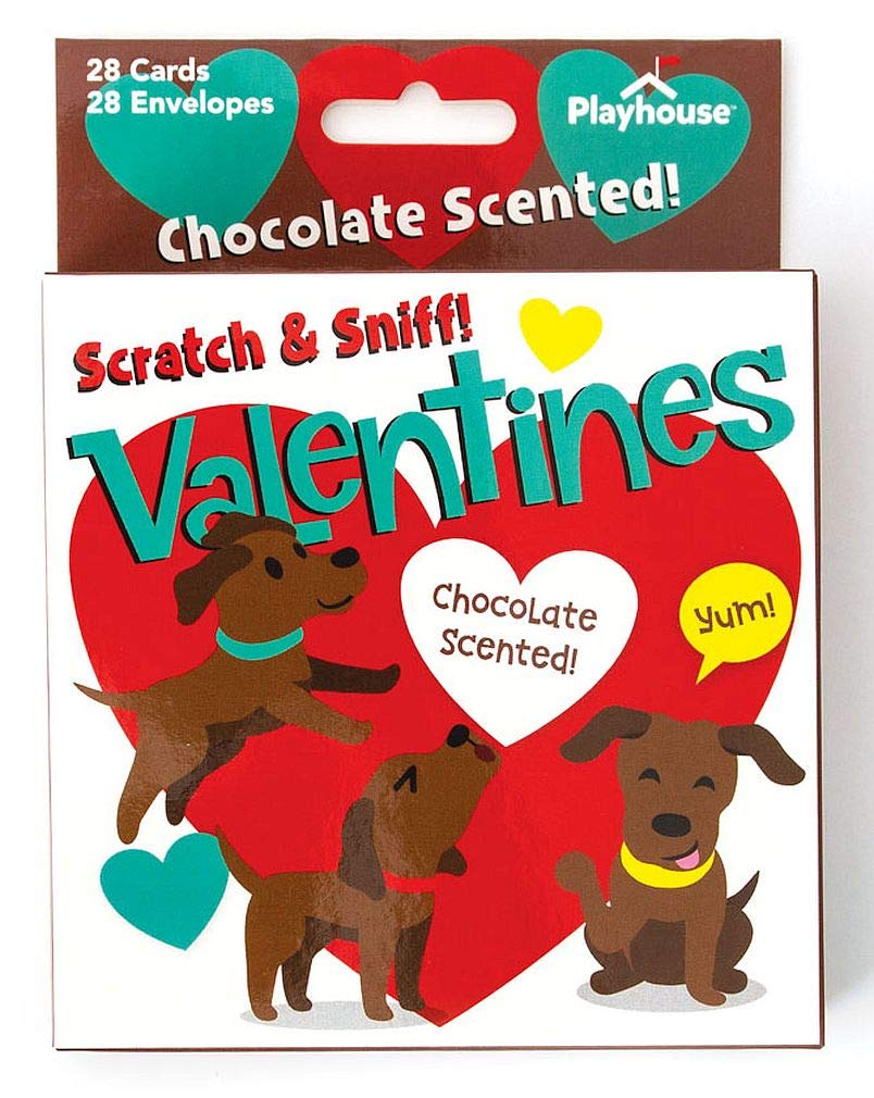 Playhouse Playful Puppies Valentine Exchange Cards: 28 Scratch & Sniff Chocolate Scented Cards with Envelopes
