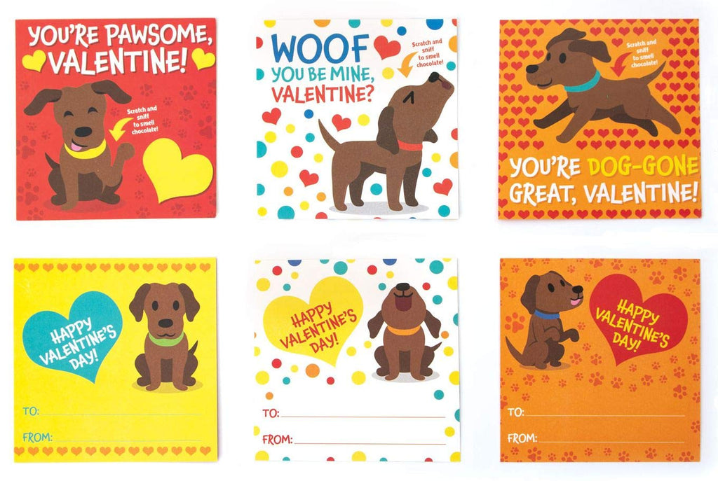 Playhouse Playful Puppies Valentine Exchange Cards: 28 Scratch & Sniff Chocolate Scented Cards with Envelopes