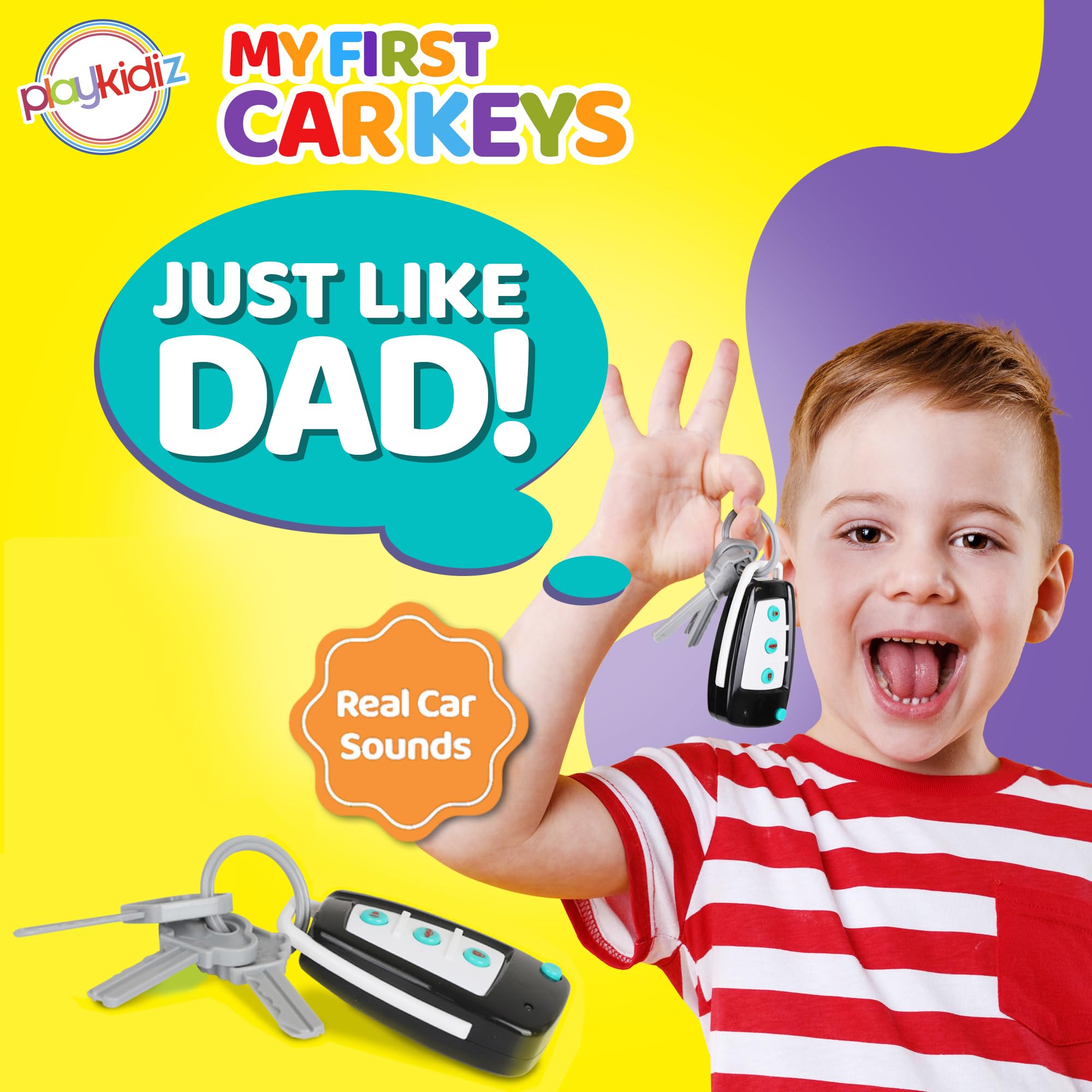 Playkidiz Toy Car Keys Set – Realistic Remote with Lights and Sounds for Toddlers Ages 3+
