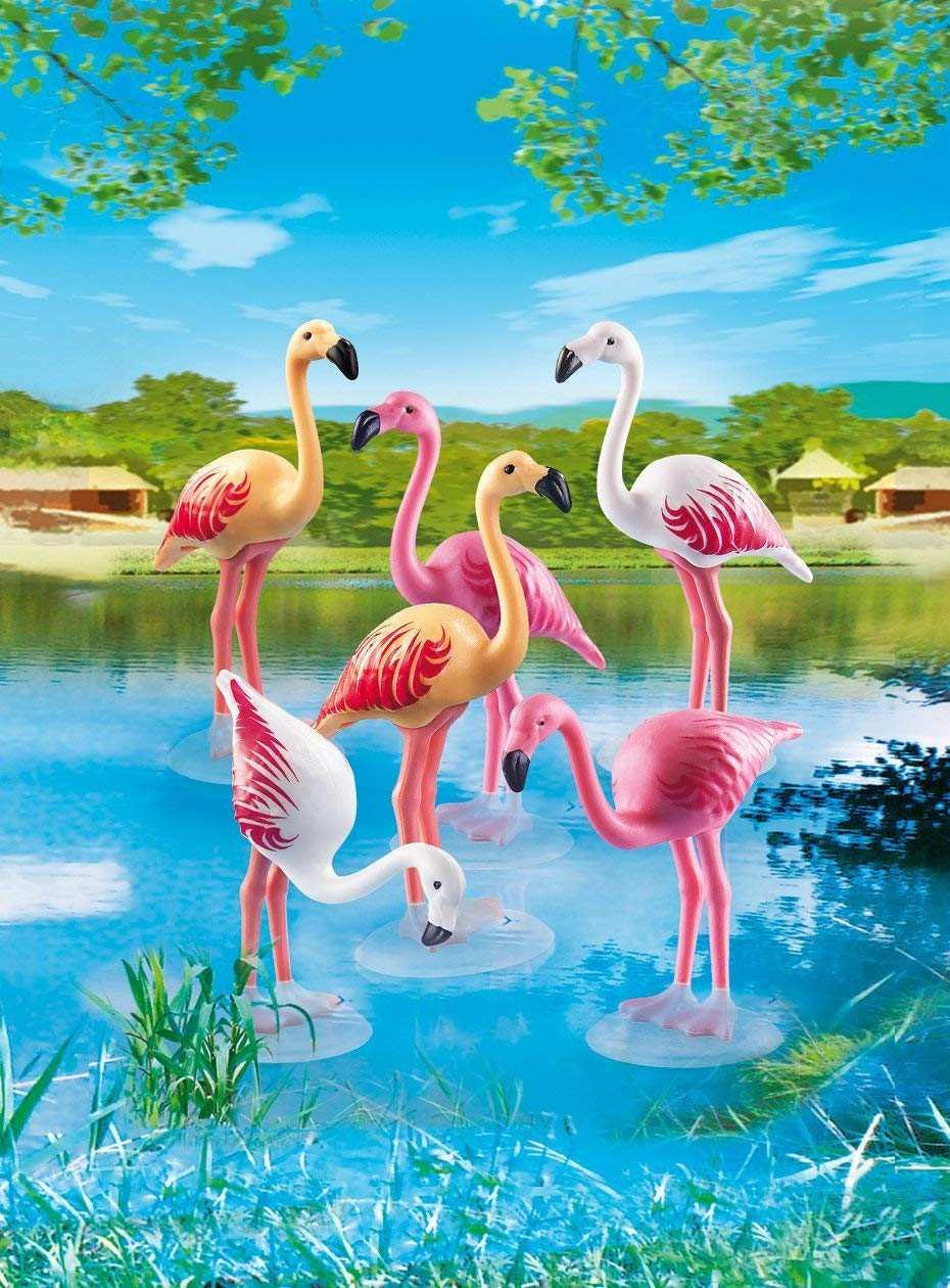 Playmobil Flock of Flamingos Building Kit – 6 Brightly Colored Flamingo Figures