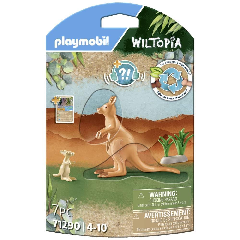 Playmobil Wiltopia Kangaroo with Joey – Eco-Friendly Toy Figure with AR App
