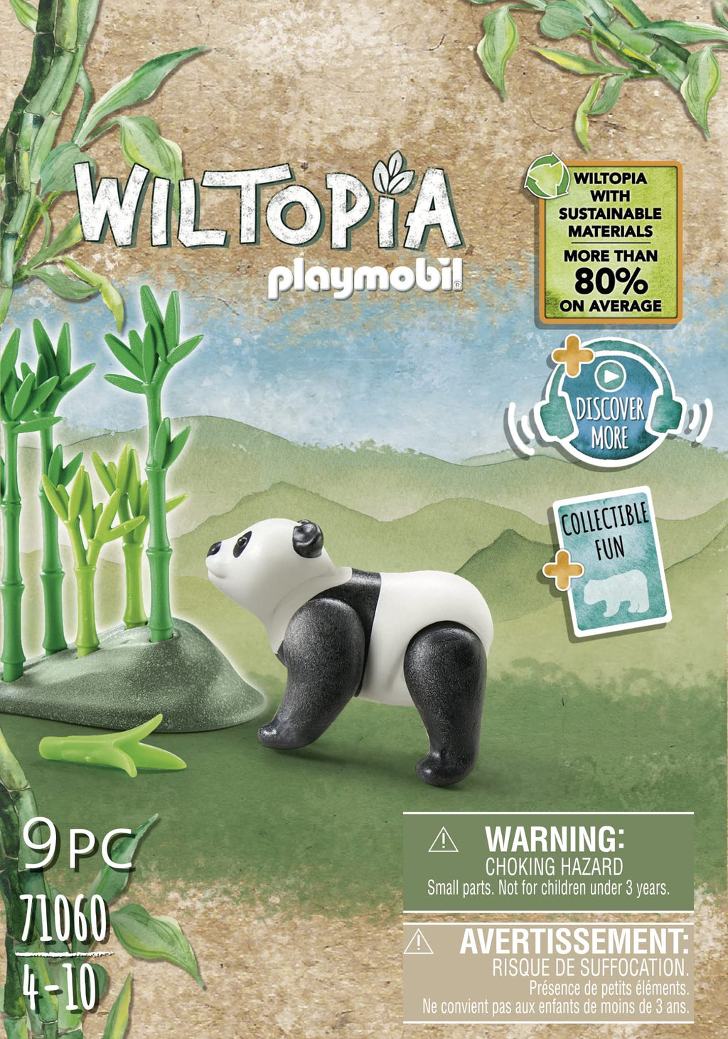 Playmobil Wiltopia Panda Set - 80% Recycled Plastic Interactive Animal Toy with AR Learning Card