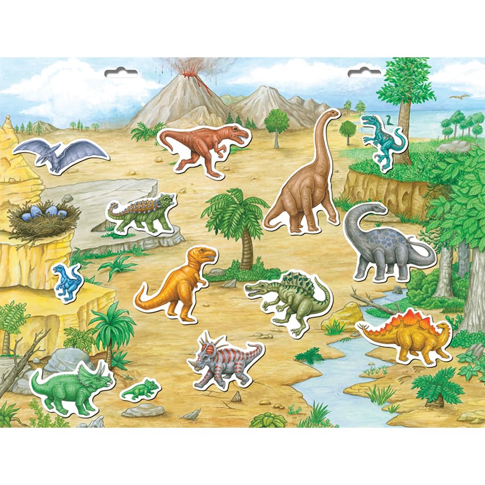 PlayMonster Create-A-Scene Magnetic Playset – Dinosaurs | 18x14 Inch Foldable Board, Waterproof Magnets, Quiet Play for Ages 3+