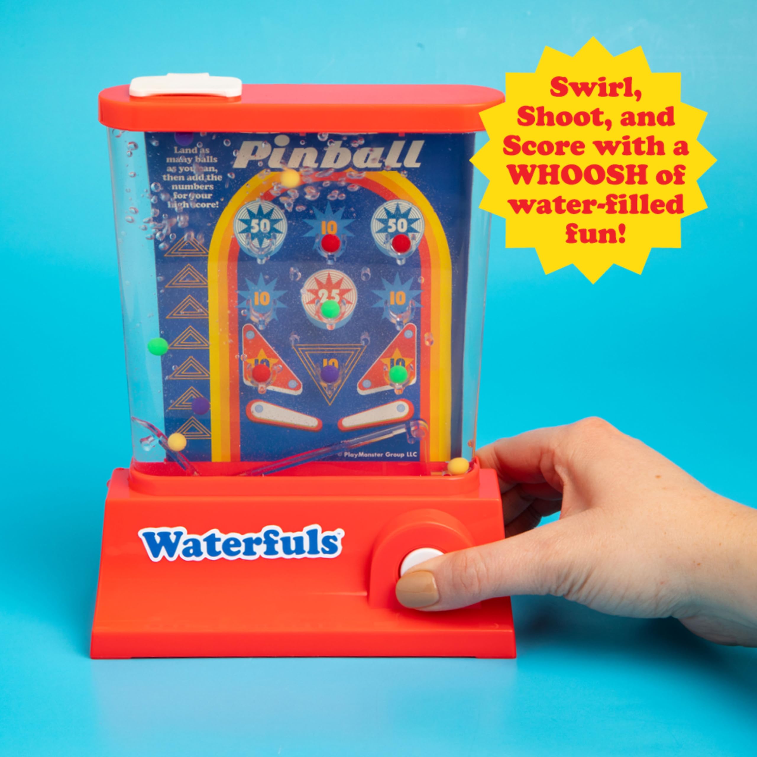 Playmonster Original Waterfuls Classic Handheld Water Game – 6 Interchangeable Back Panels, Retro Travel Game for Kids Ages 3+