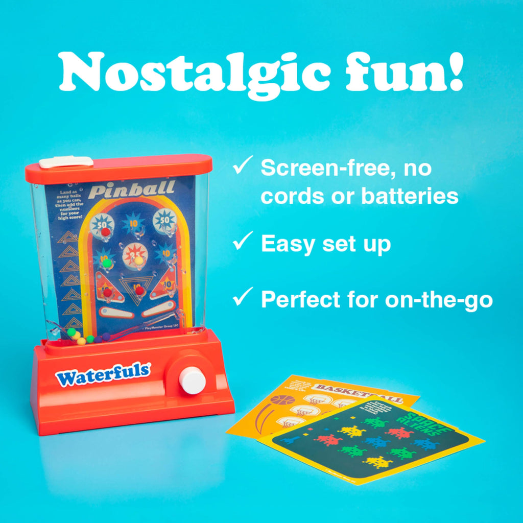Playmonster Original Waterfuls Classic Handheld Water Game – 6 Interchangeable Back Panels, Retro Travel Game for Kids Ages 3+