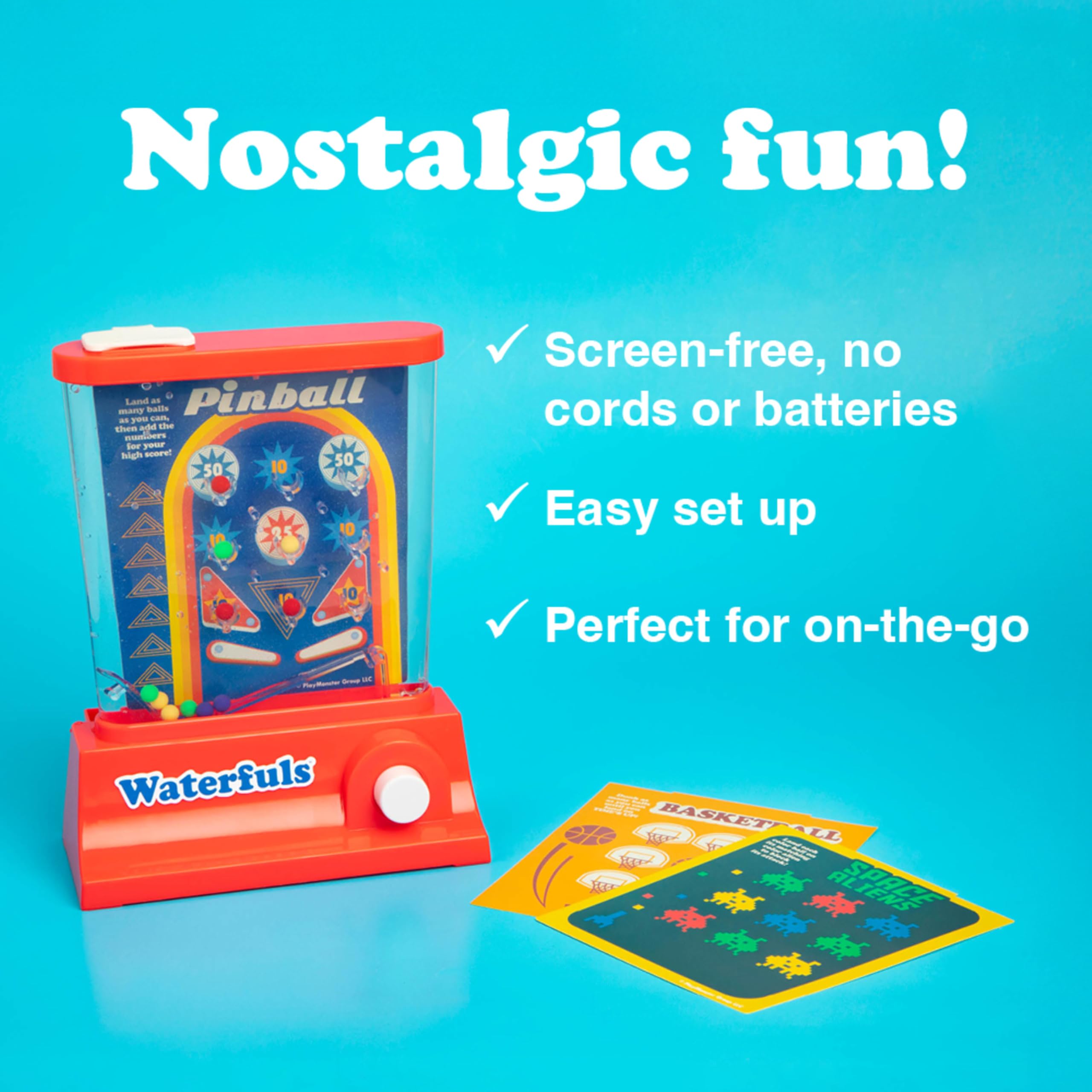Playmonster Original Waterfuls Classic Handheld Water Game – 6 Interchangeable Back Panels, Retro Travel Game for Kids Ages 3+