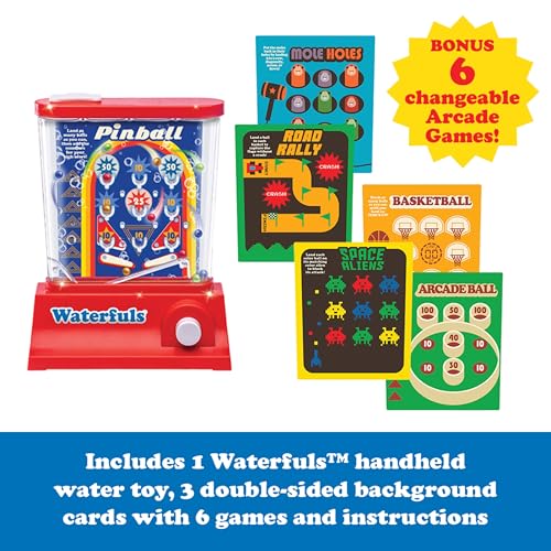 Playmonster Original Waterfuls Classic Handheld Water Game – 6 Interchangeable Back Panels, Retro Travel Game for Kids Ages 3+