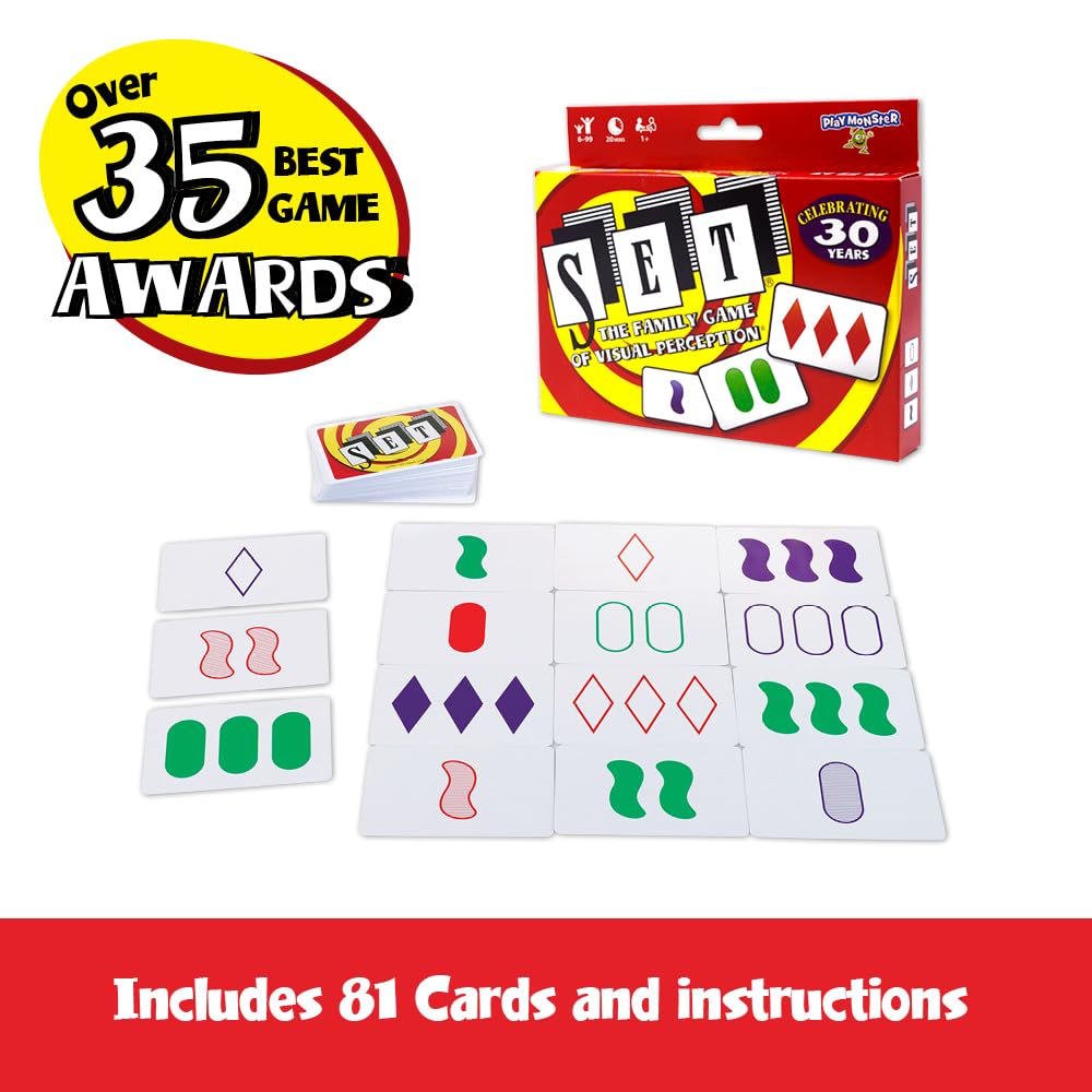 PlayMonster SET Card Game – Fast-Paced Visual Perception Game for Ages 8+ | 81 Cards, Rules Included