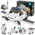 Playsheek 6-in-1 Solar Robot Kit STEM Projects for Kids Ages 8-12 - Build 6 Space Robots, 3 Charging Methods, White