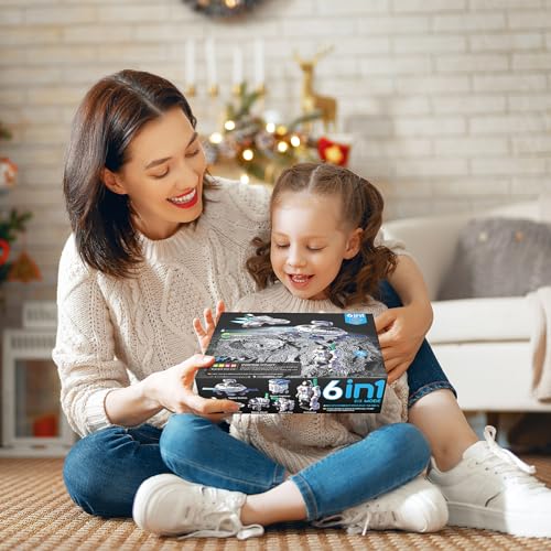 Playsheek 6-in-1 Solar Robot Kit STEM Projects for Kids Ages 8-12 - Build 6 Space Robots, 3 Charging Methods, White