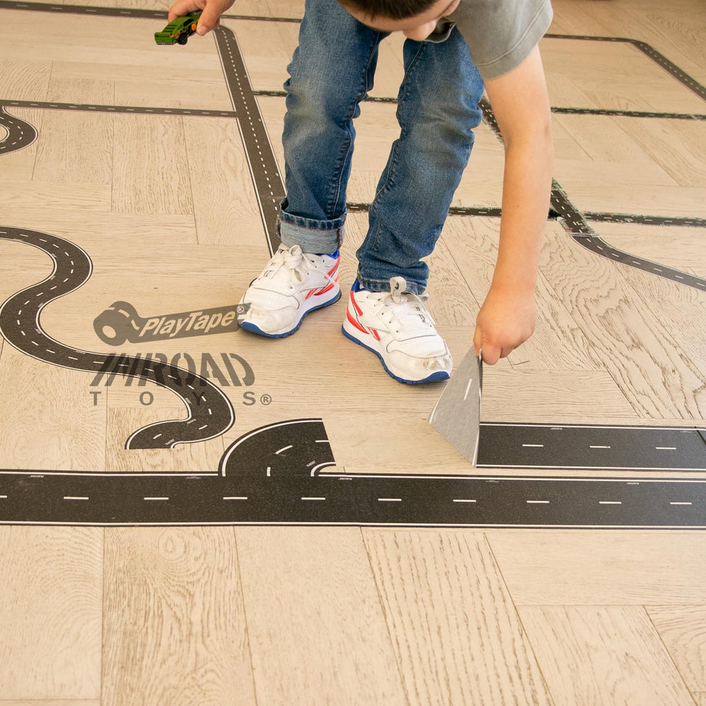 PlayTape 30 ft x 4 in Road Tape for Toy Cars – Stick to Floors, No Residue, Paper-Based