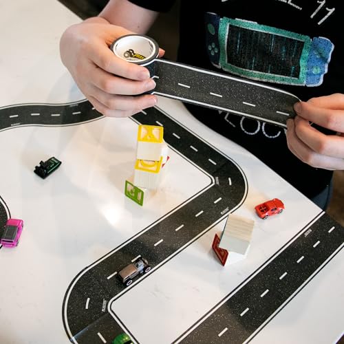 PlayTape Neighborhood Road Tape – 2in x 30ft Paper Road Tape for Toy Cars, Sticks to Flat Surfaces, No Residue, Tear by Hand