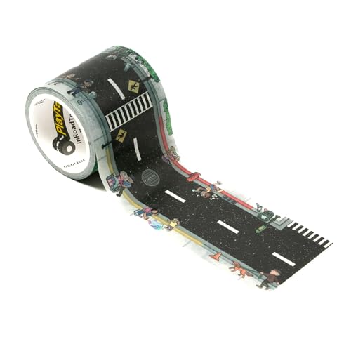 PlayTape Neighborhood Road Tape – 2in x 30ft Paper Road Tape for Toy Cars, Sticks to Flat Surfaces, No Residue, Tear by Hand