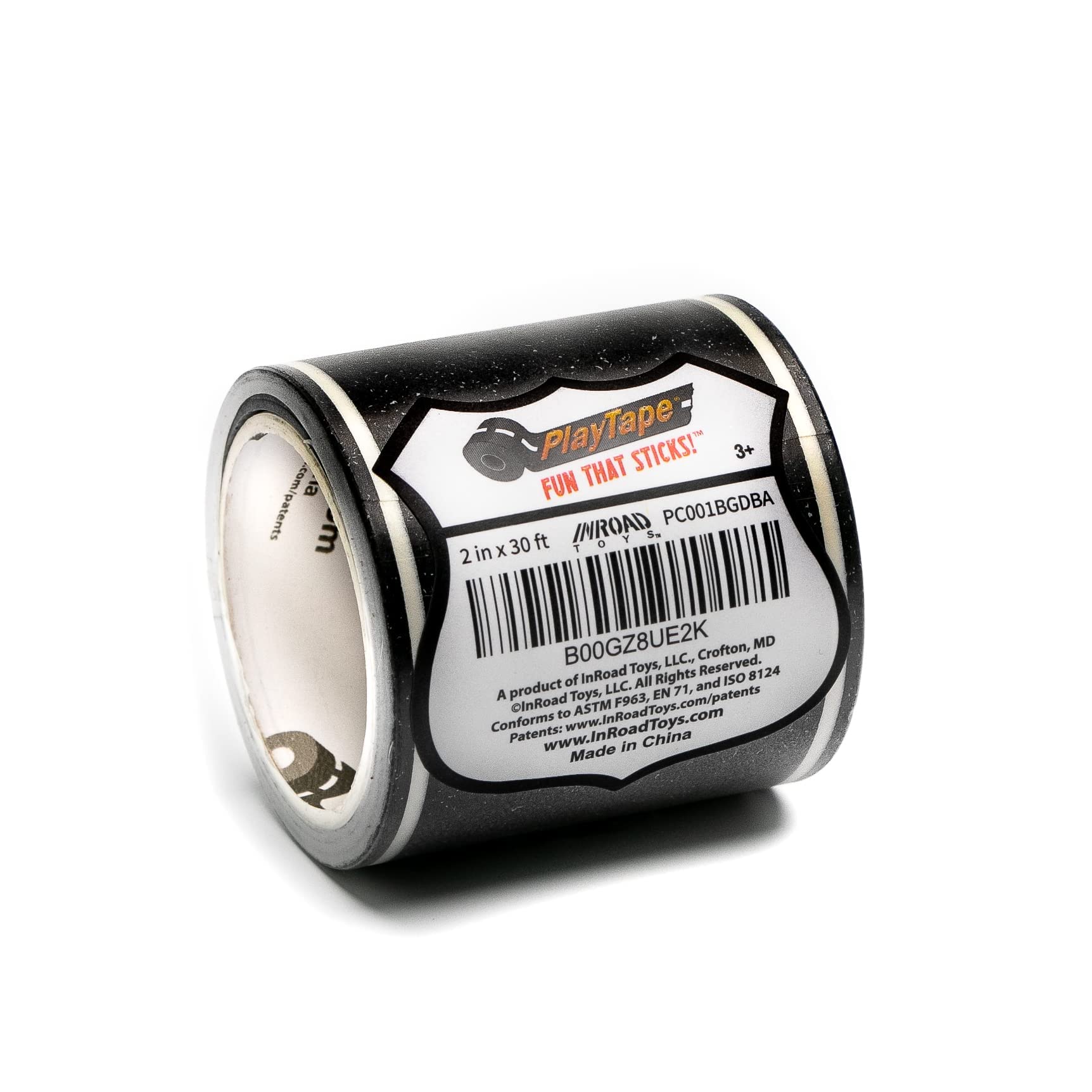PlayTape Road Tape for Toy Cars – 2" Wide x 30 ft Asphalt Road, Sticks to Flat Surfaces, No Residue