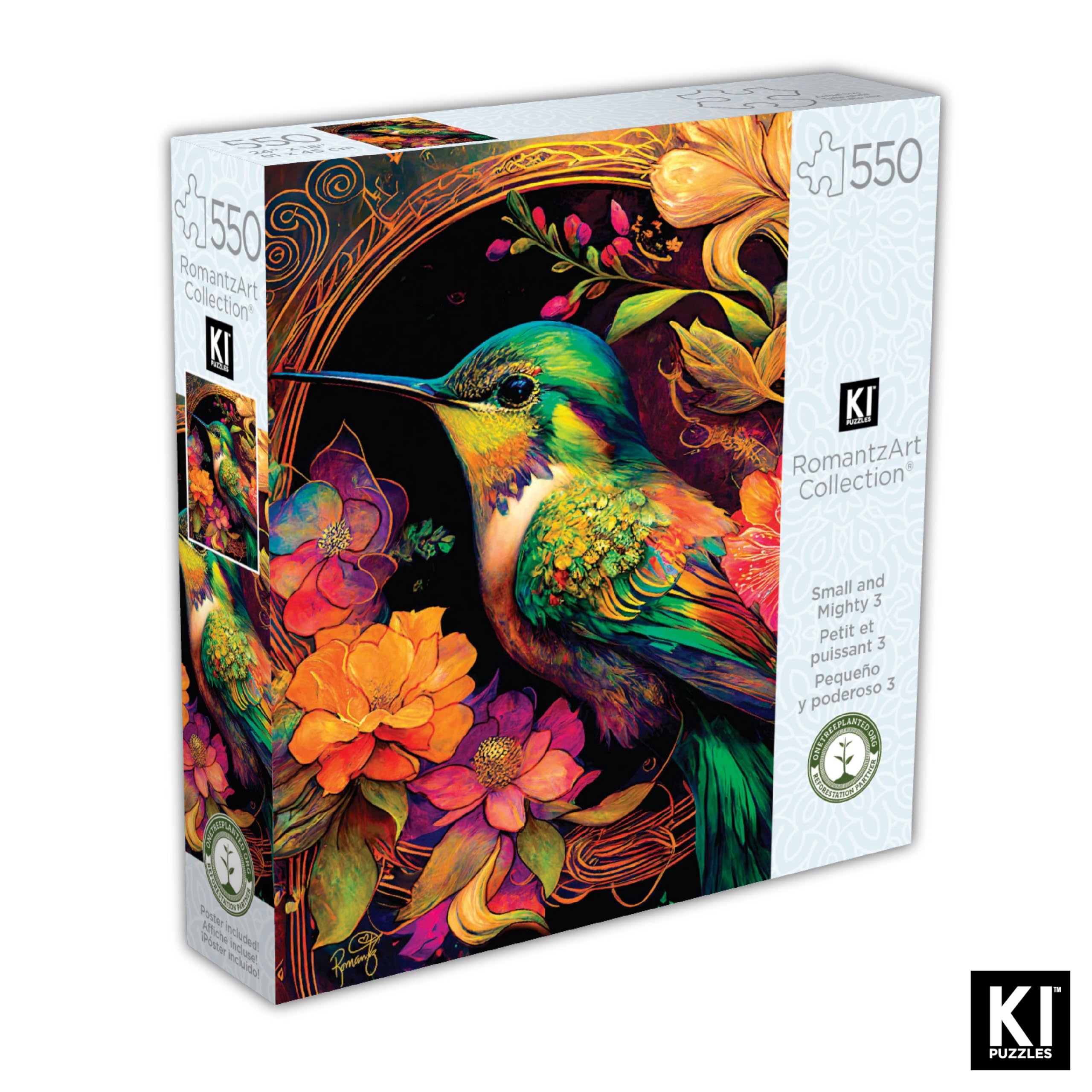 PLAYVIEW 550 Piece Jigsaw Puzzle for Adults – RomantzArt Small and Mighty III Hummingbird – 24x18 Inches
