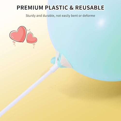 Pllieay 100 White Balloon Stick Holders with Cups for Party Decorations