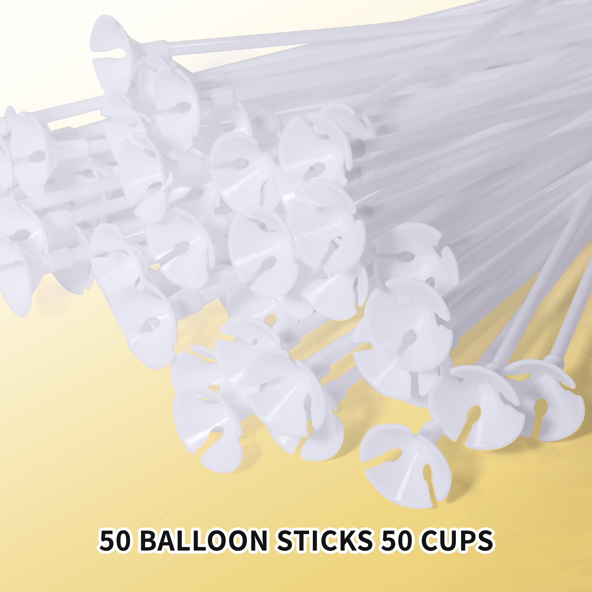 Pllieay 100 White Balloon Stick Holders with Cups for Party Decorations