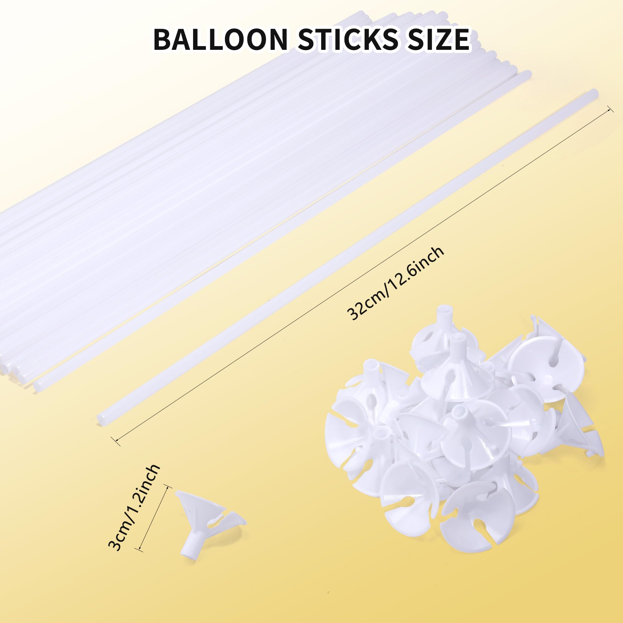 Pllieay 100 White Balloon Stick Holders with Cups for Party Decorations