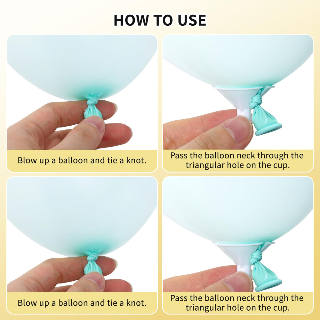 Pllieay 100 White Balloon Stick Holders with Cups for Party Decorations