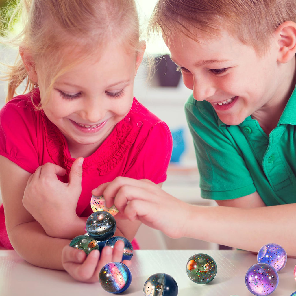Pllieay 16-Piece Galaxy Space Toy Set: Bouncy Balls & Flashcards for Kids
