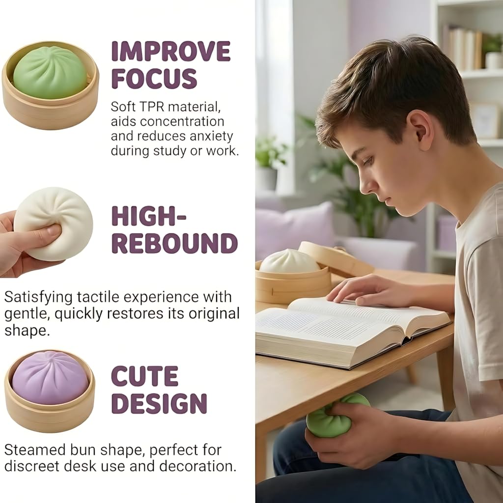 Plman 2-Pack Squishy Dumpling Stress Balls – Yellow & Green Mystery Dumpling Toys for Stress Relief