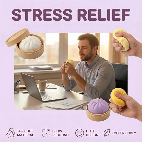 Plman 2-Pack Squishy Dumpling Stress Balls – Yellow & Green Mystery Dumpling Toys for Stress Relief