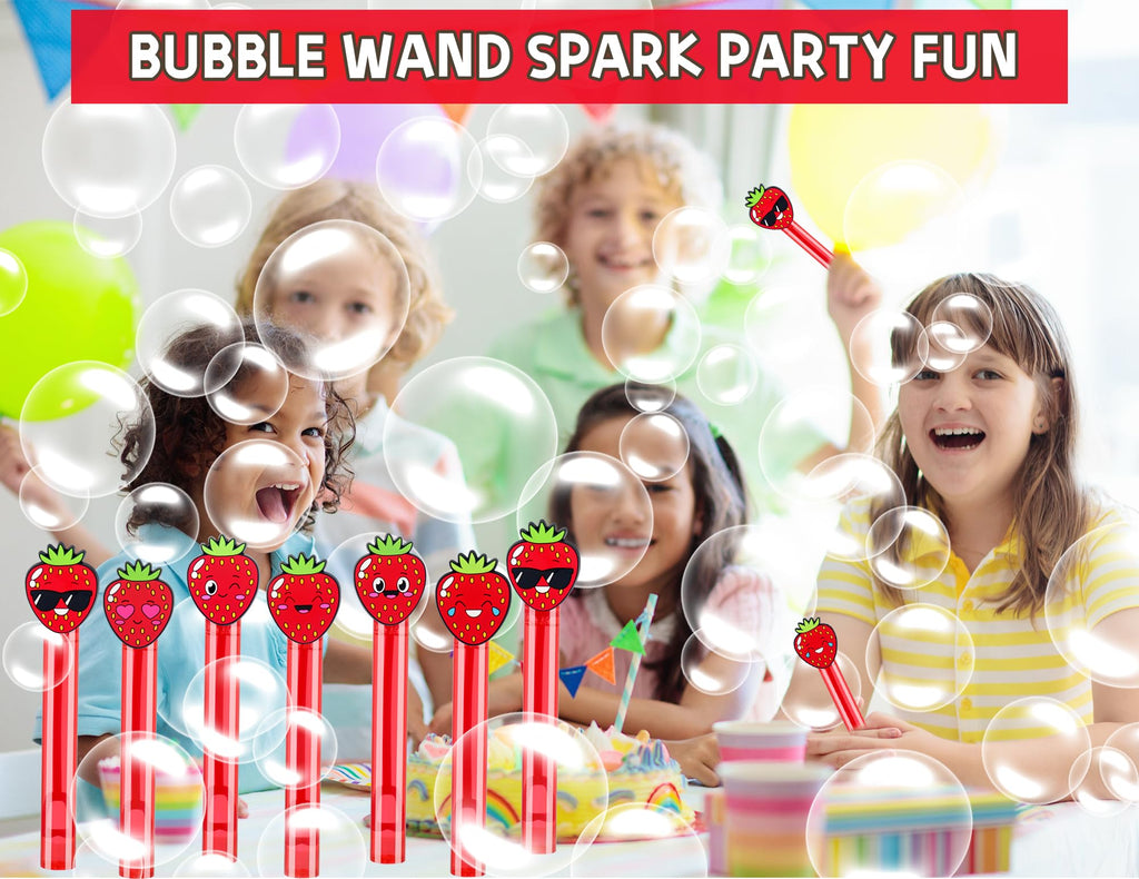 PLOUGVI 24-Pack Strawberry Bubble Wands - Party Favors, Piñata Stuffers & Classroom Prizes