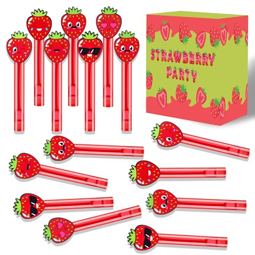 PLOUGVI 24-Pack Strawberry Bubble Wands - Party Favors, Piñata Stuffers & Classroom Prizes