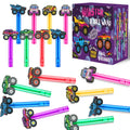 PLOUGVI 24-Pack Truck Bubble Wands for Kids Party Favors – 6 Detachable Truck Toppers, 6 Colors, ASTM-Certified Non-Toxic Bubble Solution